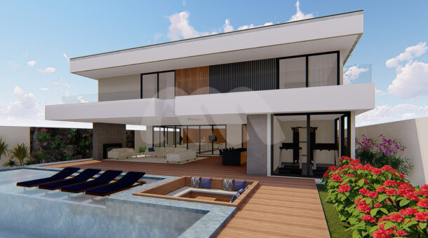 Imagem de projeto de piscina em casa triplex a venda na Barra da Tijuca