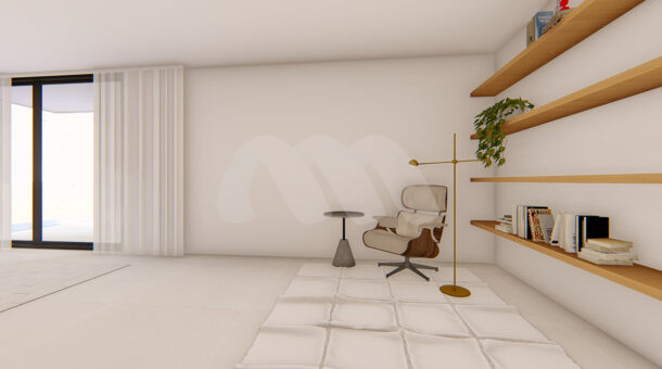 Imagem de sala de estar com decoração clean em casa triplex a venda com projeto na barra da tijuca