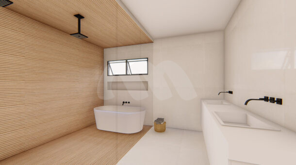 Imagem de banheiro com ducha dupla e banheira em casa a venda no pedra de itauna