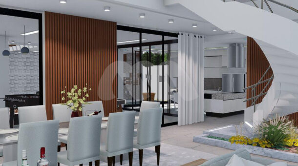 Sala de estar e jantar integradas - Incrível casa contemporânea duplex
