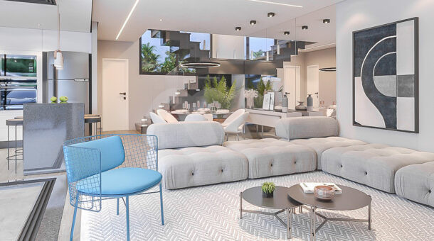 Imagem de sala de estar integrada da Casa Duplex contemporânea à venda no Renew Life Residences